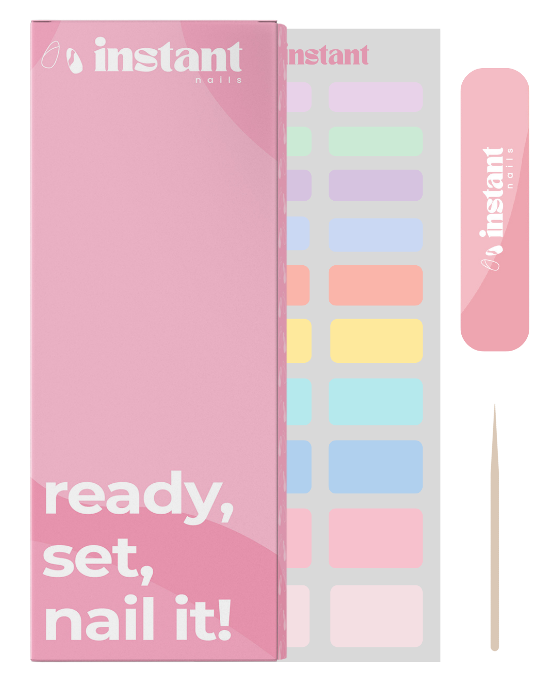 Nagelwraps pastellregnbåge