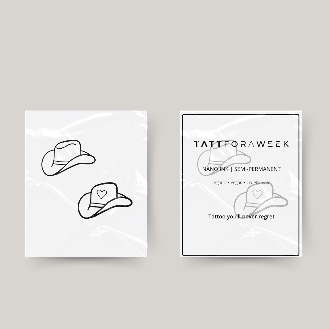 Tillfällig matchande tatuering cowboyhattar