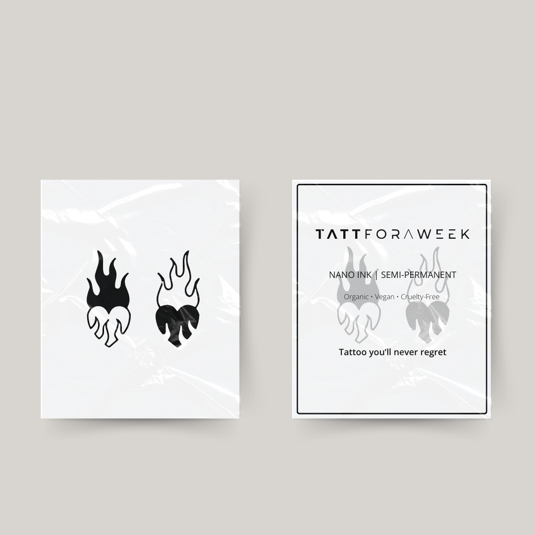 Tillfällig matchande tatuering flammande hjärtan