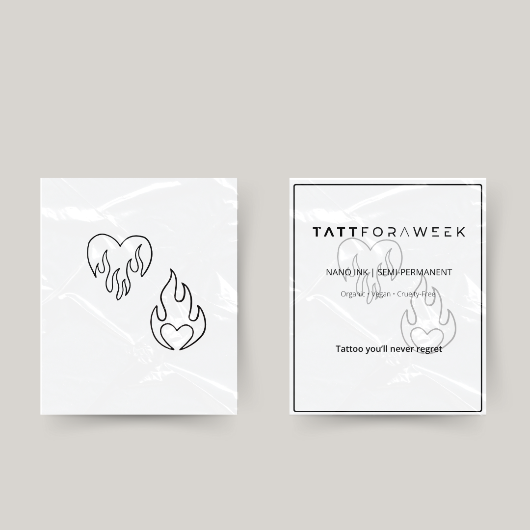Tillfällig matchande tatuering flammande hjärtan