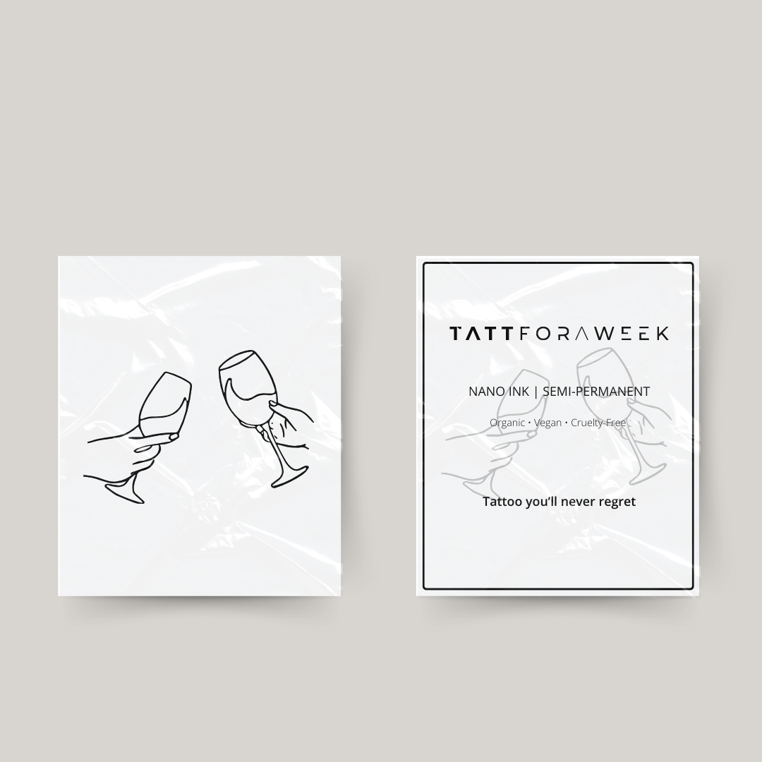 Tillfällig matchande tatuering vinglas