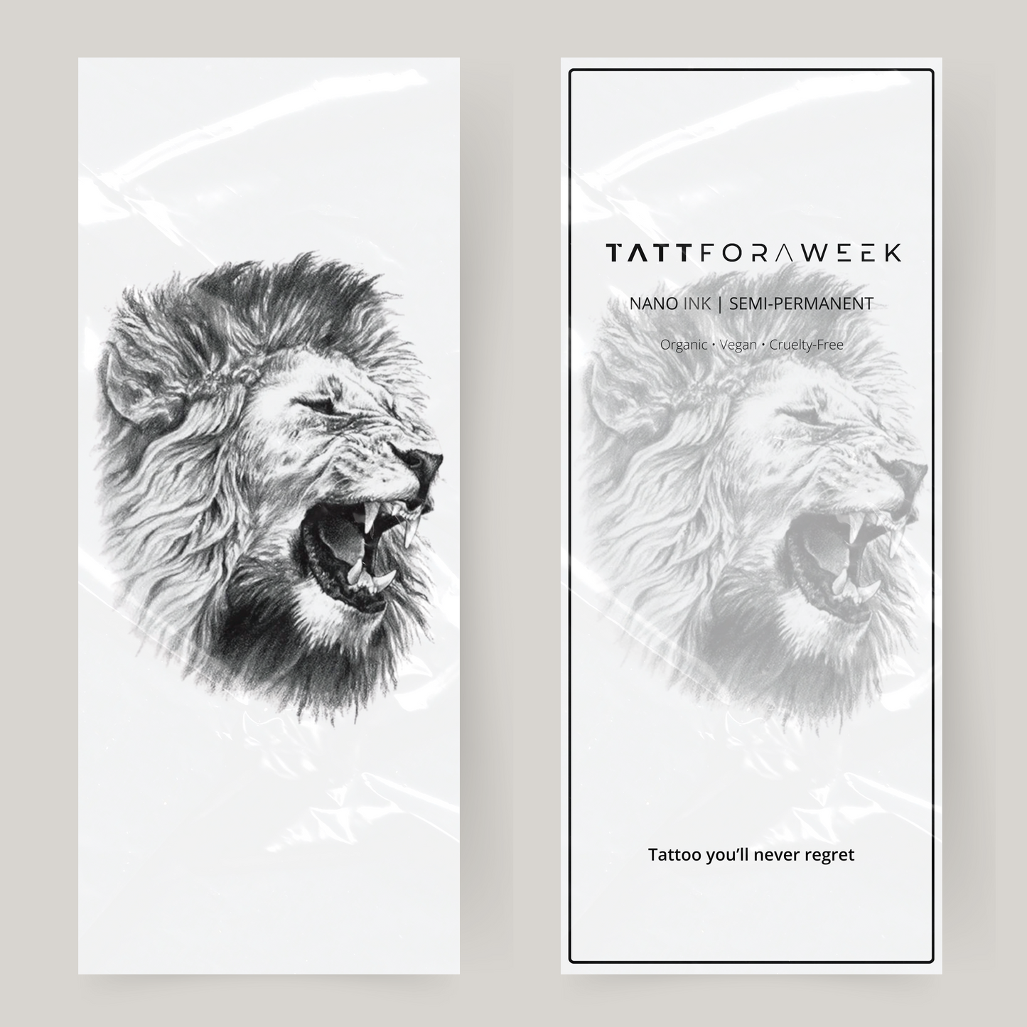 Stor falsk tatuering rytande lejon