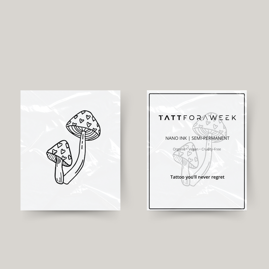 Tijdelijke tattoo paddenstoel hartjes
