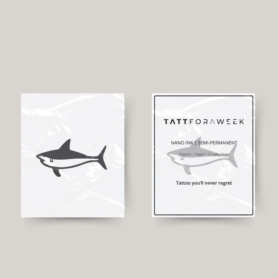 Tillfällig tatuering blå haj