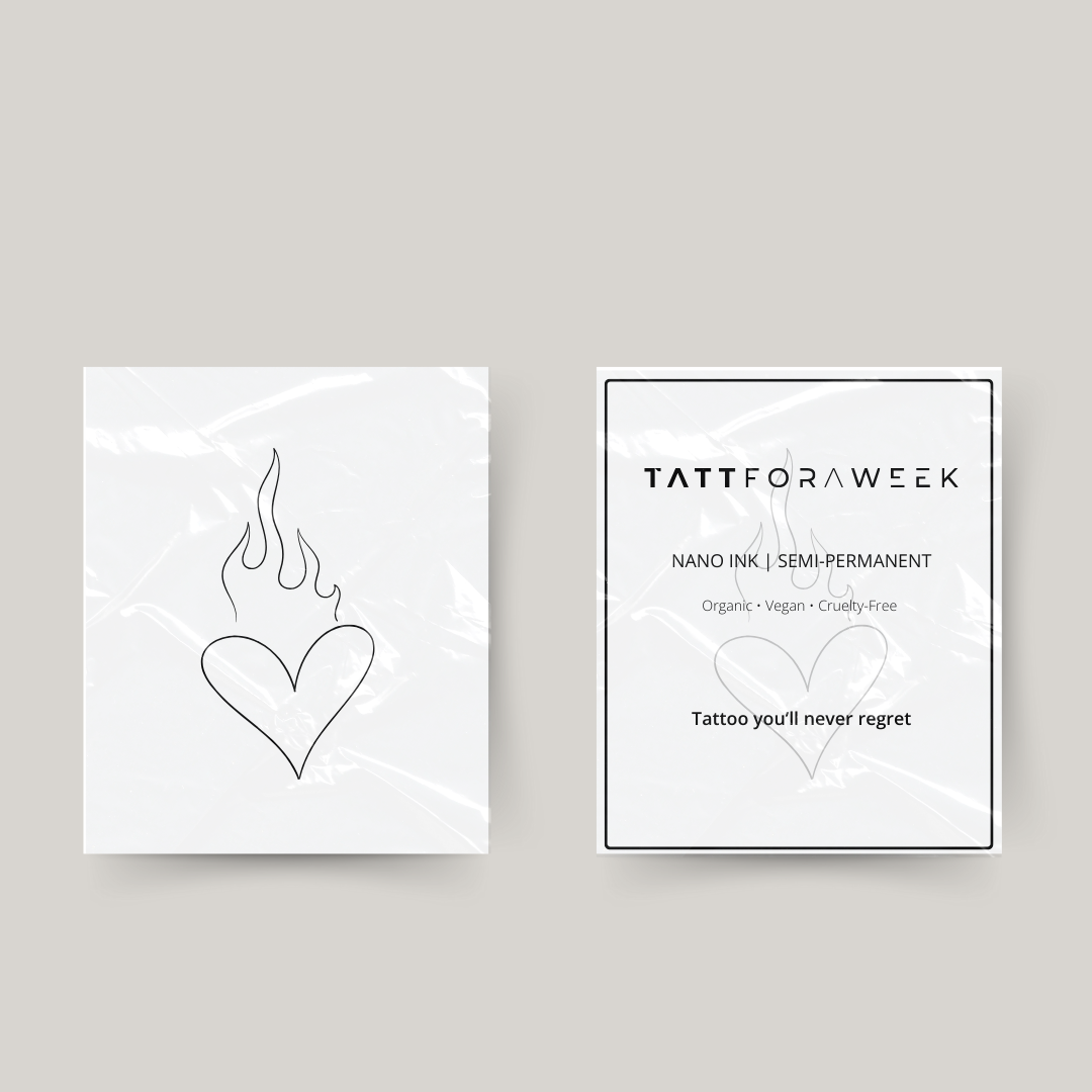 Tillfälligt tatueringshjärta i brand