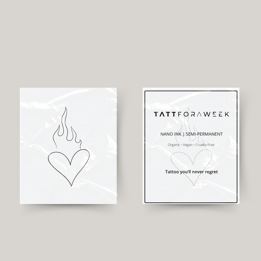 Tillfälligt tatueringshjärta i brand