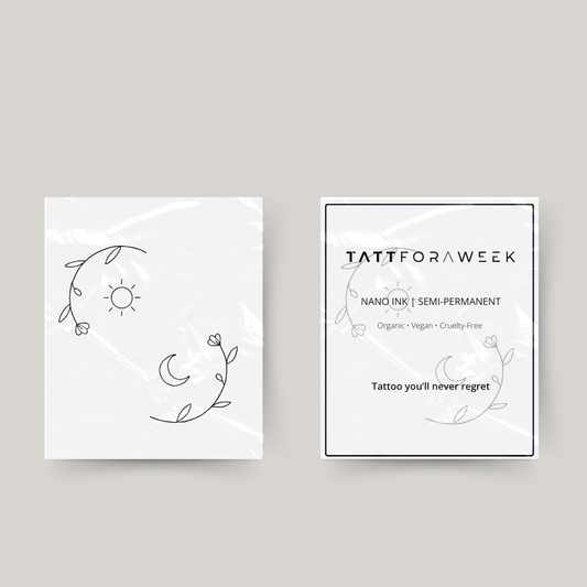 Tillfällig matchande tatuering blommor, sol & måne