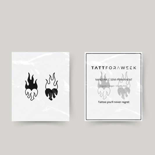 Tillfällig matchande tatuering flammande hjärtan