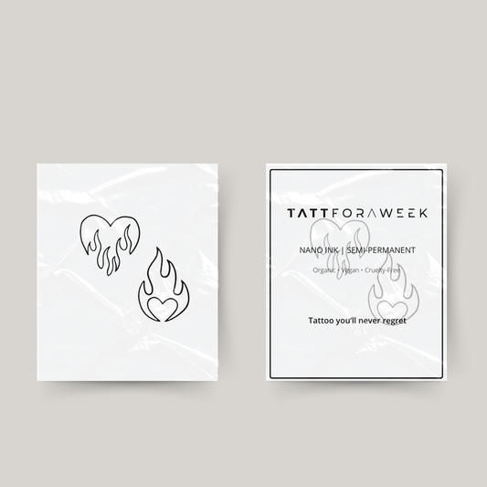 Tillfällig matchande tatuering flammande hjärtan
