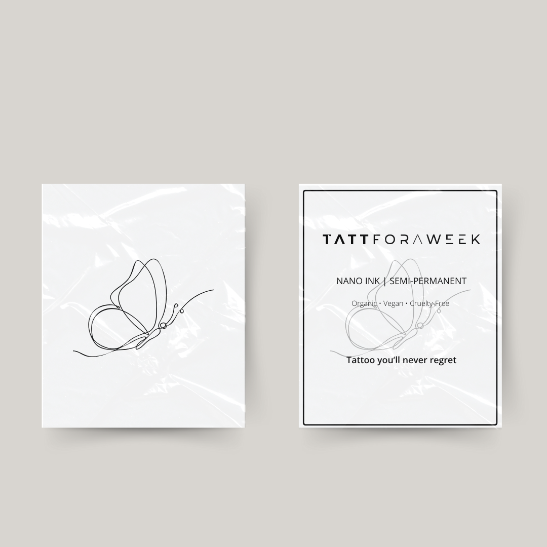 Tillfällig tatuering fjäril finlinje