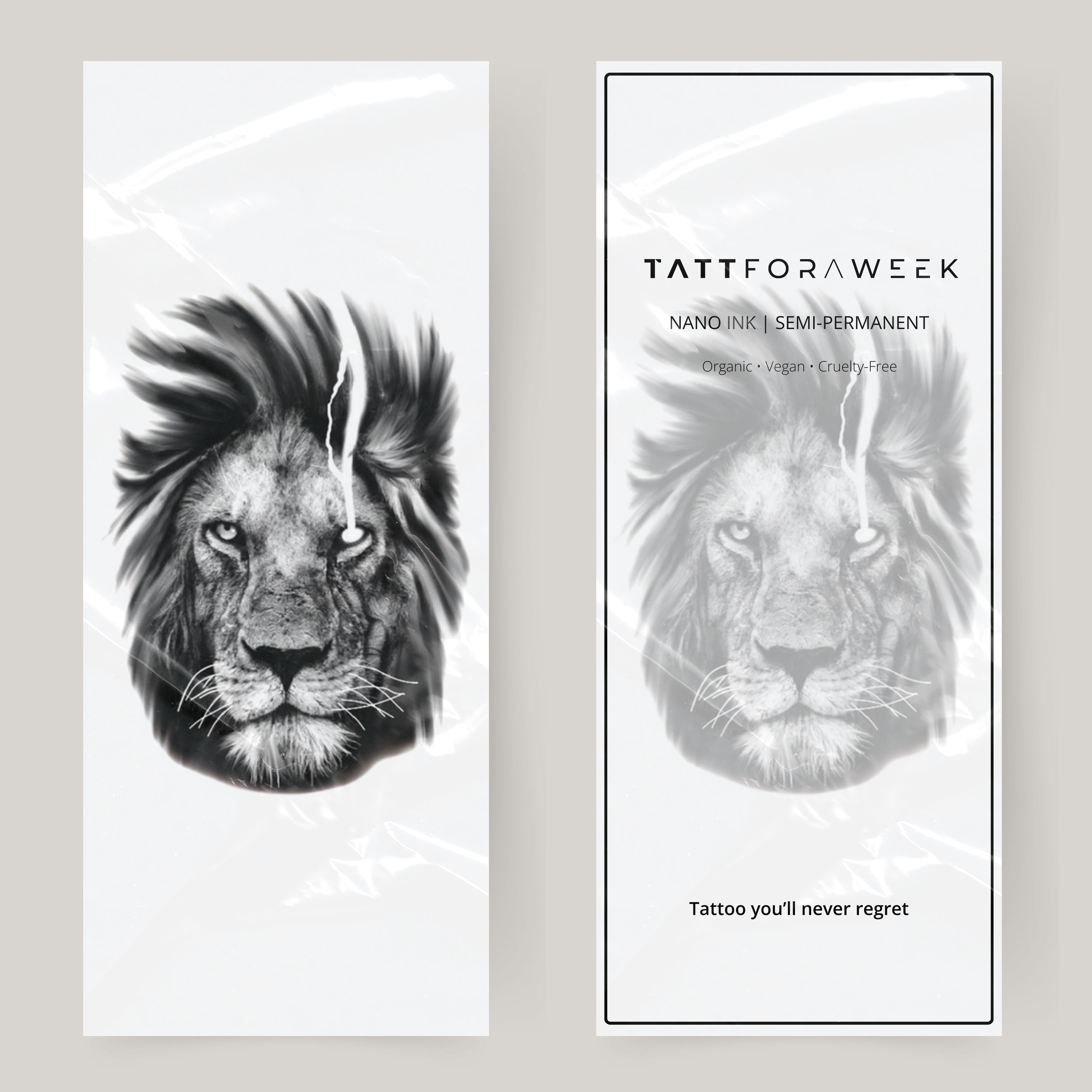 Stor falsk tatuering arg lejon