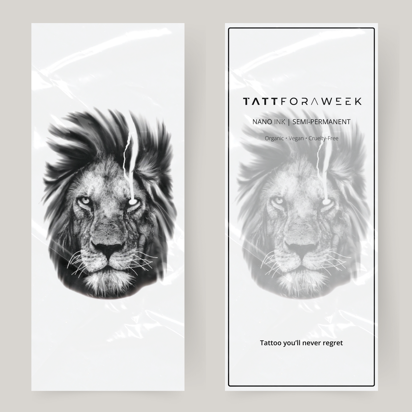 Stor falsk tatuering arg lejon