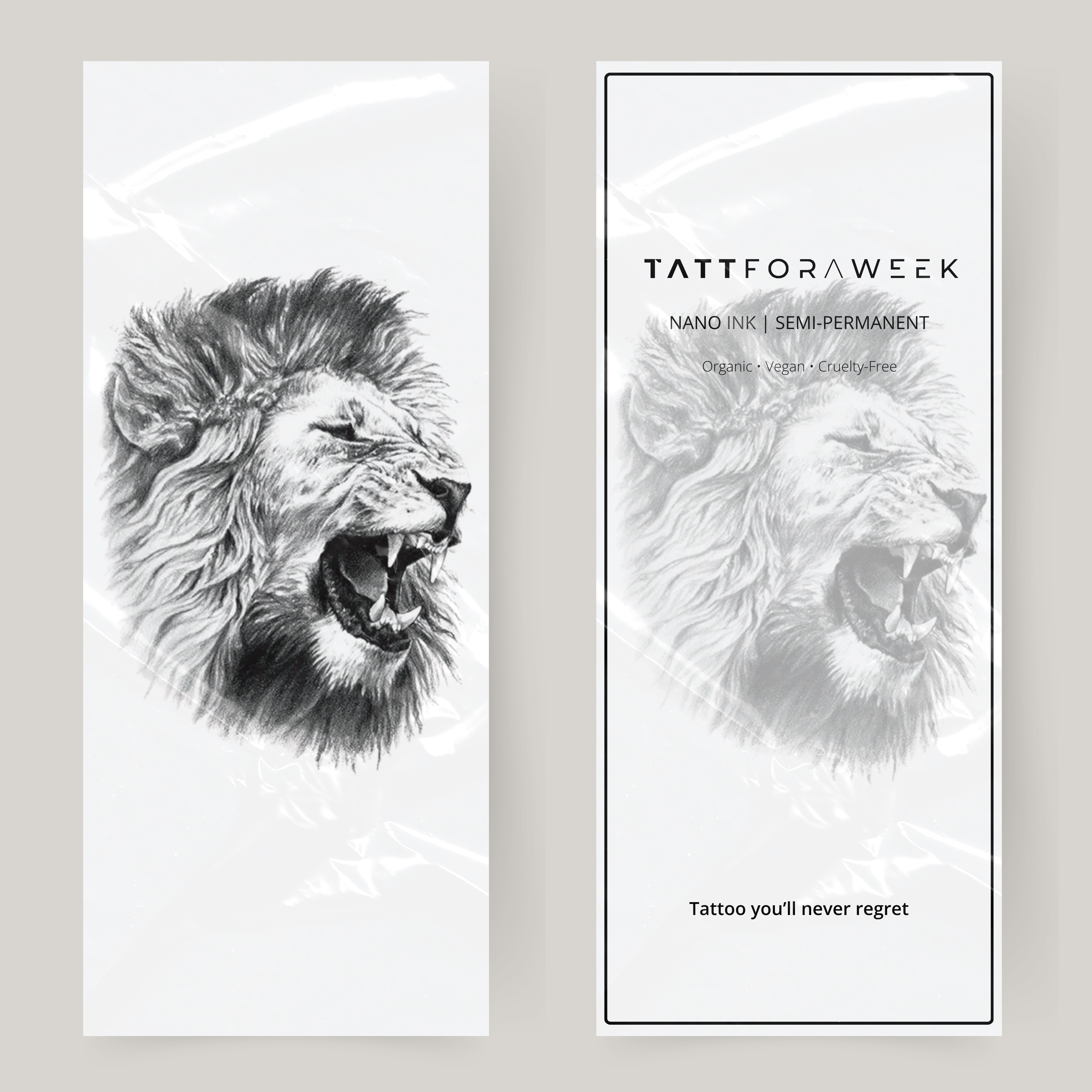 Stor falsk tatuering rytande lejon