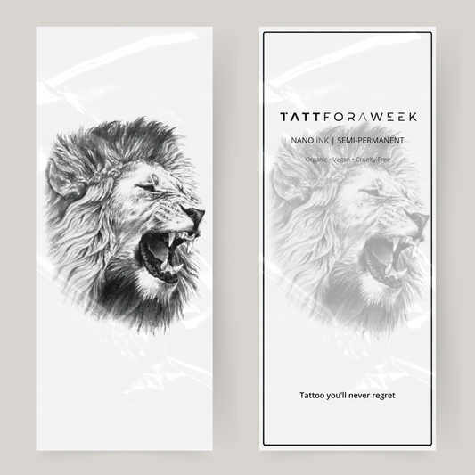 Stor falsk tatuering rytande lejon