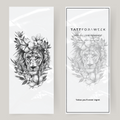 Stor falsk tatuering tiger med blommor