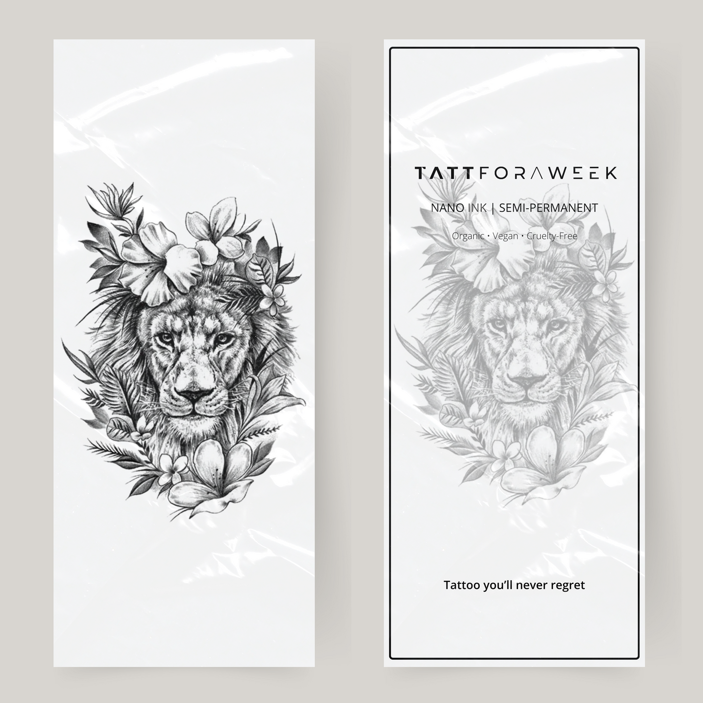 Stor falsk tatuering tiger med blommor