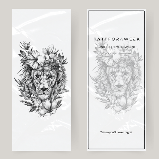 Stor falsk tatuering tiger med blommor